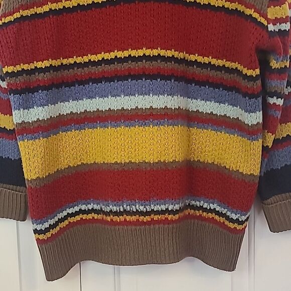 OrderPlus Men’s Striped Multicolor Retro Style Hipster Cardigan Sweater Size L - Picture 9 of 10